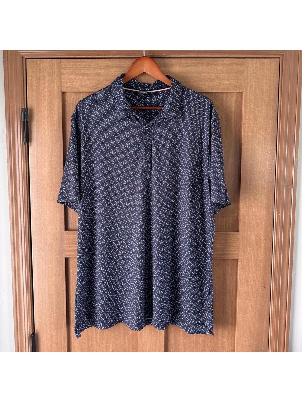 7 Diamonds Golf Premium Men’s Polo Short Sleeve Shirt Navy Blue Pattern size XL
